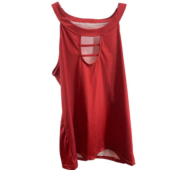 NWOT Unbranded Red Strappy Bust Keyhole Sleeveless Top Women's - Picture 2 of 3